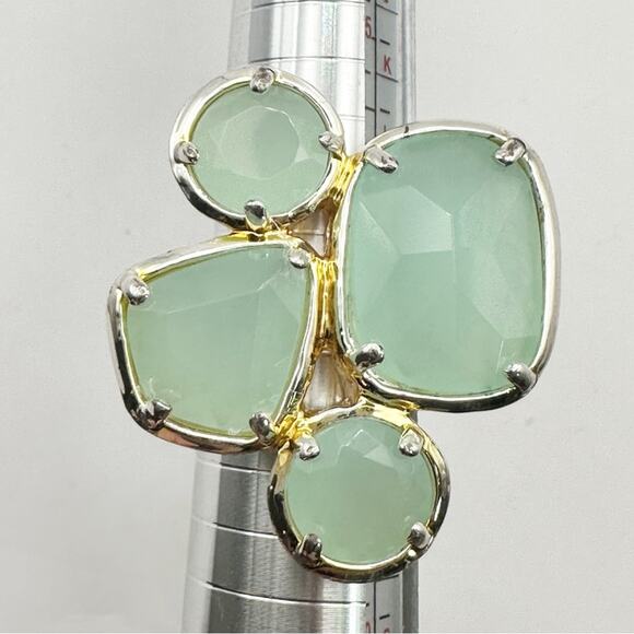 Sequin Hearts Ring Nordstrom Costume Jewelry Chunky Big Gold tone Green SIZE 7 - Picture 2 of 9